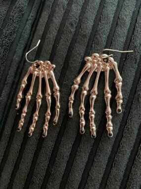 Gold Skeleton Hand Earrings